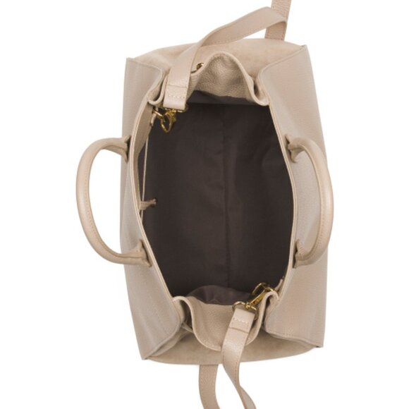 Viral Anna Paola Italian SUEDE & LEATHER Cappuccino Satchel NWT - Picture 11 of 11